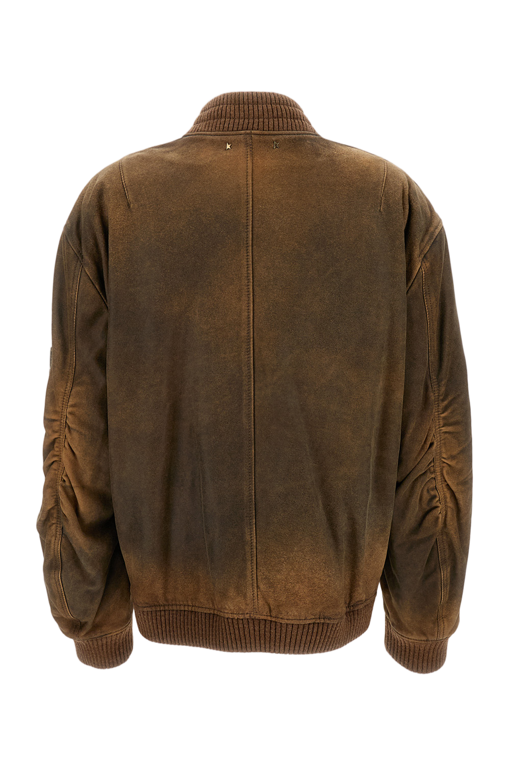 Padded Leather Bomber Jacket