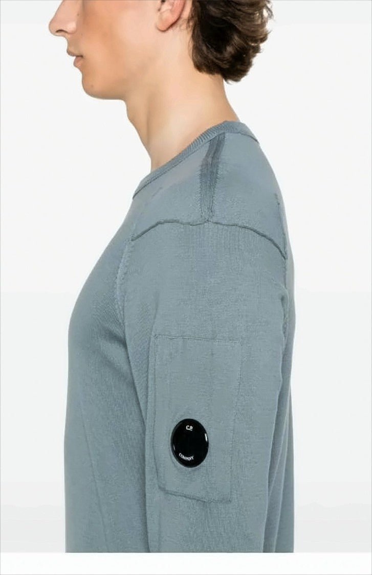 Crew Neck Long-Sleeve Sweater with Distinctive Patch Pocket