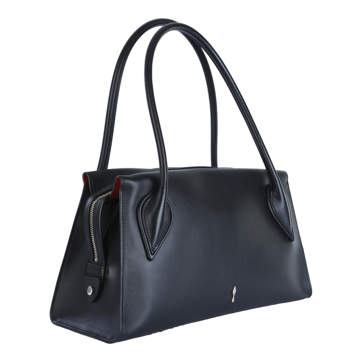 Black Handbag with Side Zipper Closure