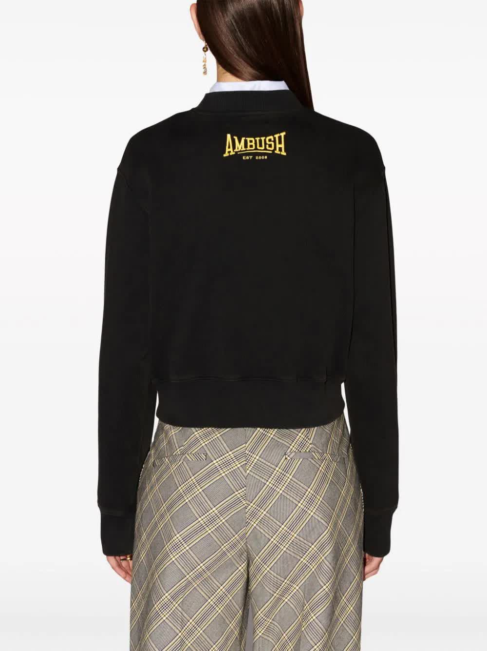 Black Scholarship Cropped Emblem Cotton Sweater