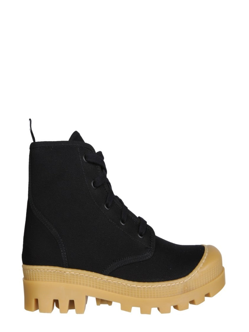 Chunky Sole Black Canvas Hiking Boots