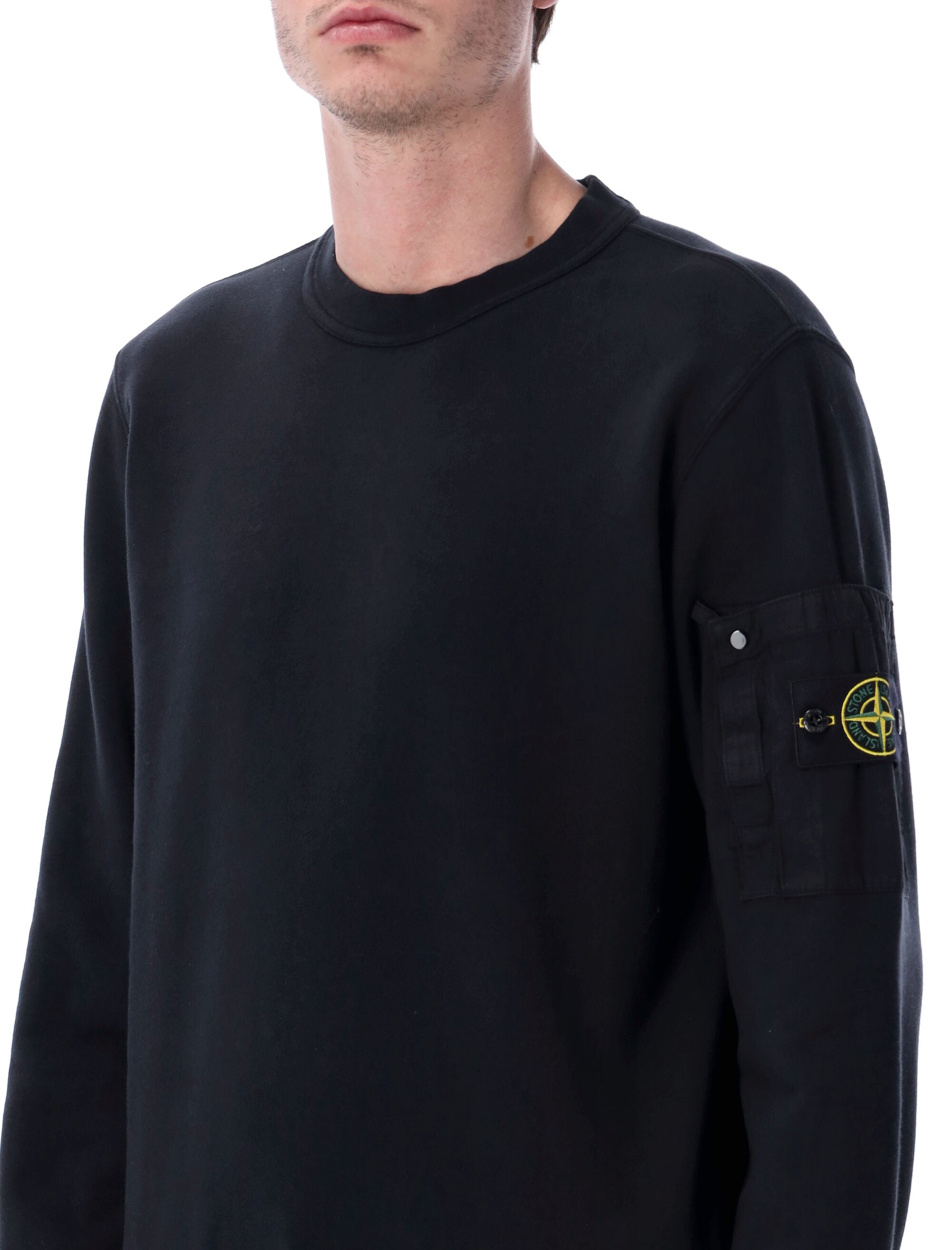 Mid-Weight Cotton Crewneck Sweatshirt with Technical Ripstop Pocket