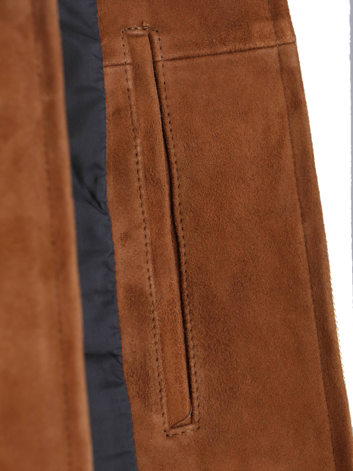 Structured Brown Jacket With Front Zipper Closure