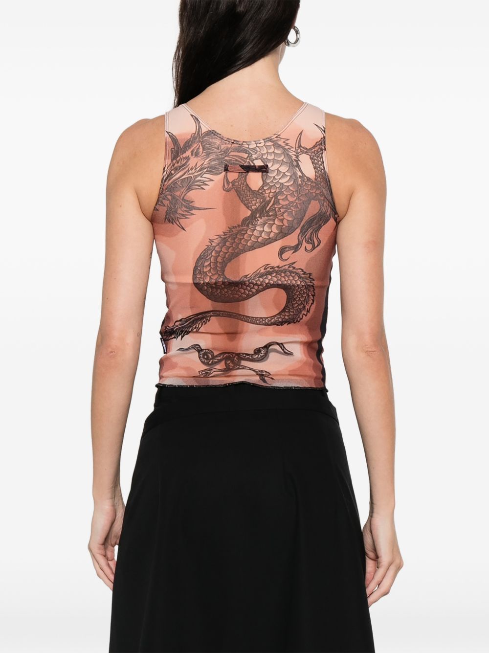 Tattoo-Inspired Sheer Silk And Nylon Top