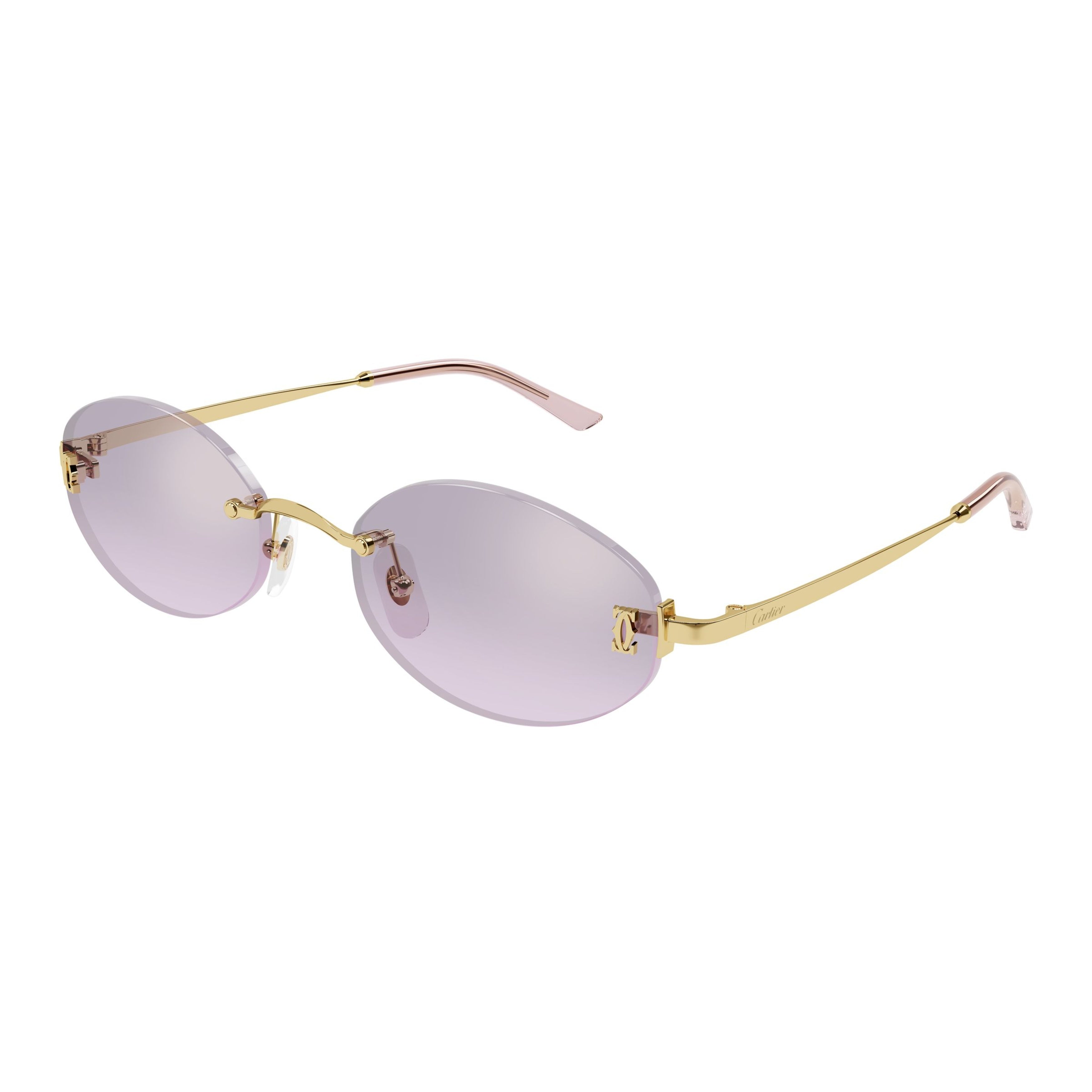 Oval Rimless Sunglasses With Gold-Toned Metal Accents