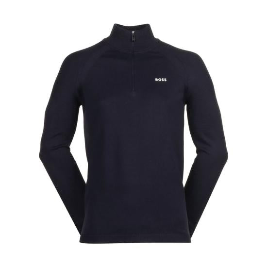 Long-Sleeve Pullover with High Collar and Zipper by Hugo Boss