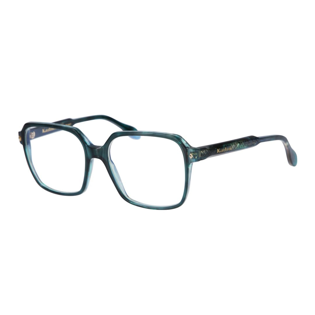 Lisa Glamour/N Oversized Square Frame Eyeglasses in Translucent Deep Green