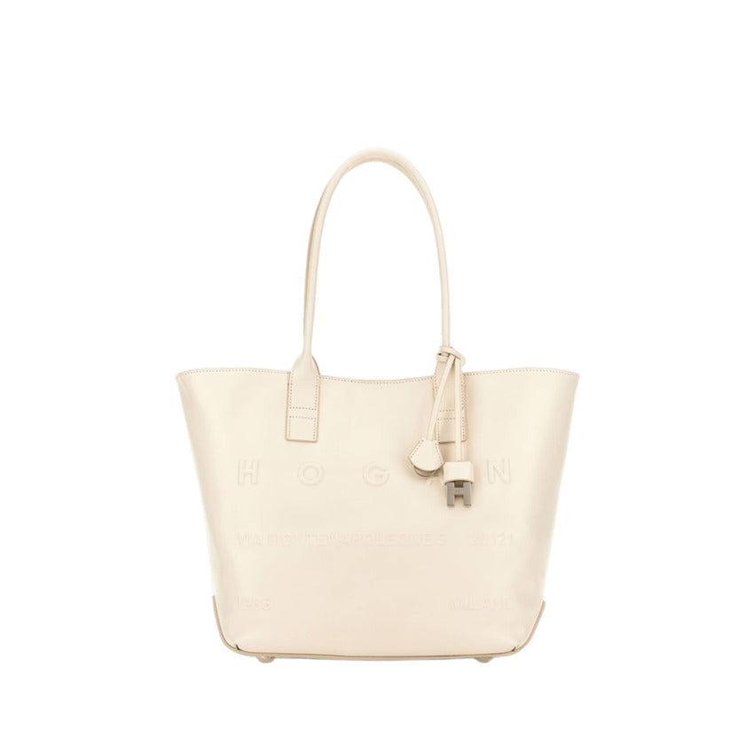 Ivory Leather Shopping Bag