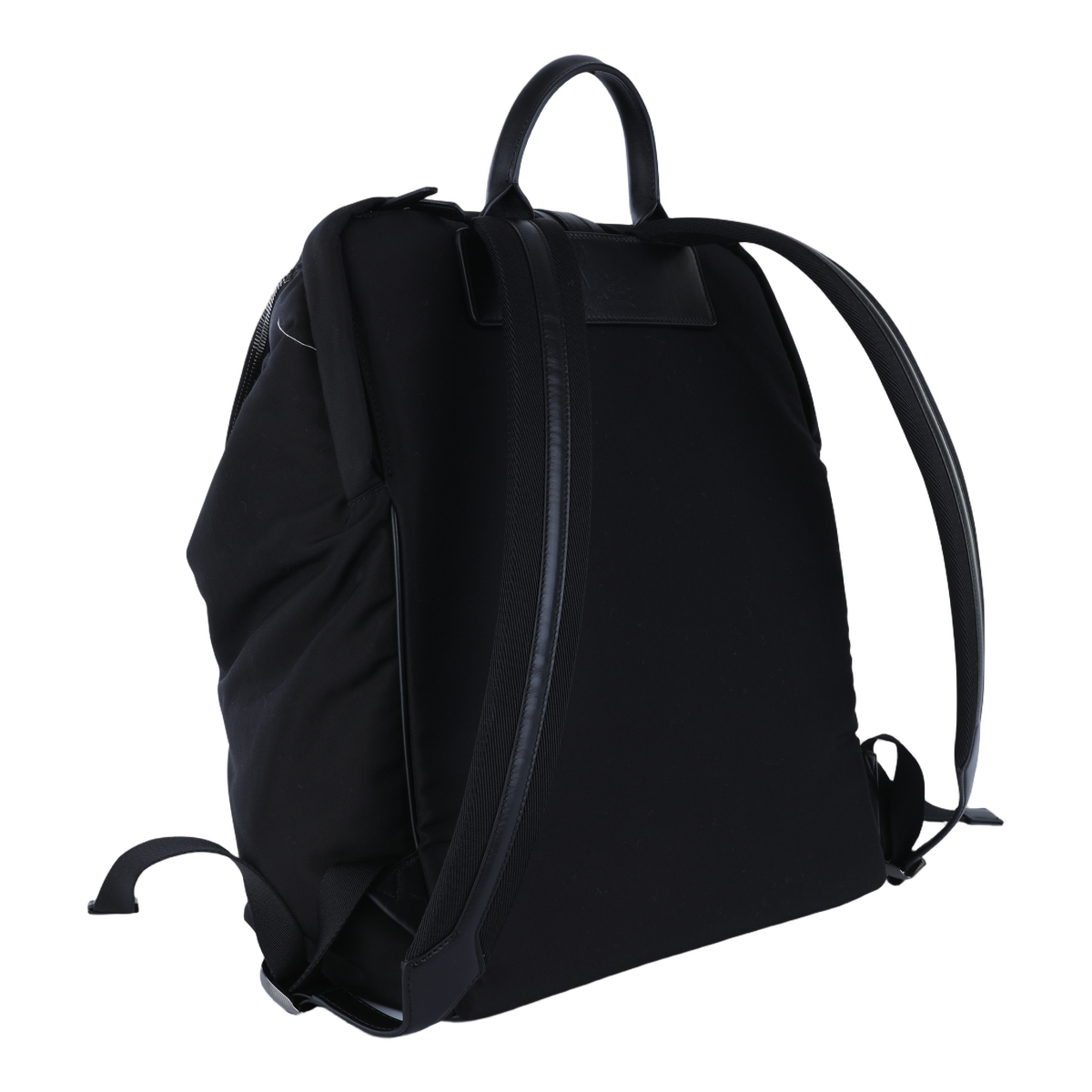 Black Backpack with Smooth Fabric Body
