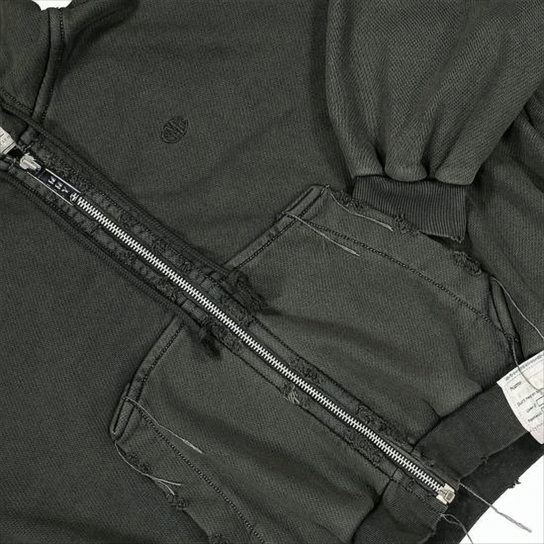Distressed Oversized Zip-Up Hoodie with Frayed Edges