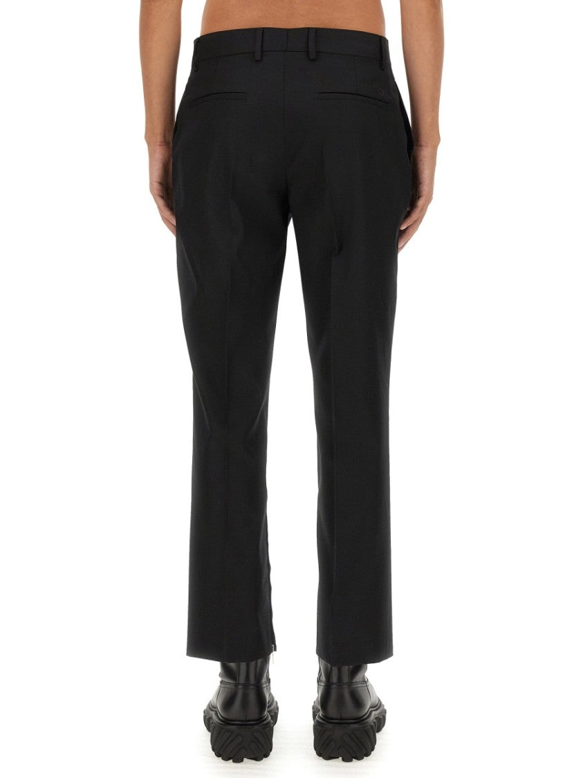 Slim-Fit Black Virgin Wool Pants With Tailored Silhouette