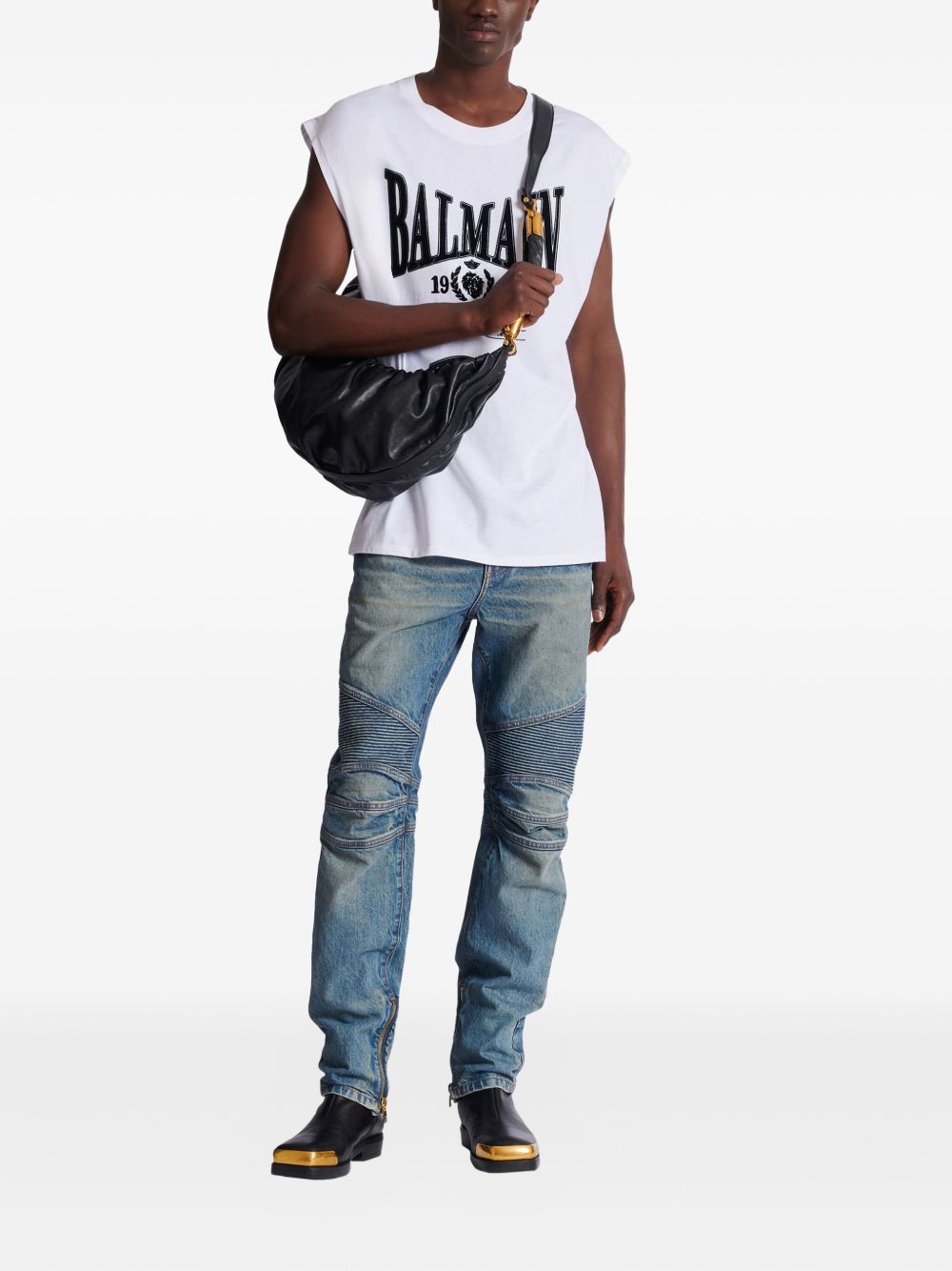 Sleeveless Silk and Nylon T-Shirt