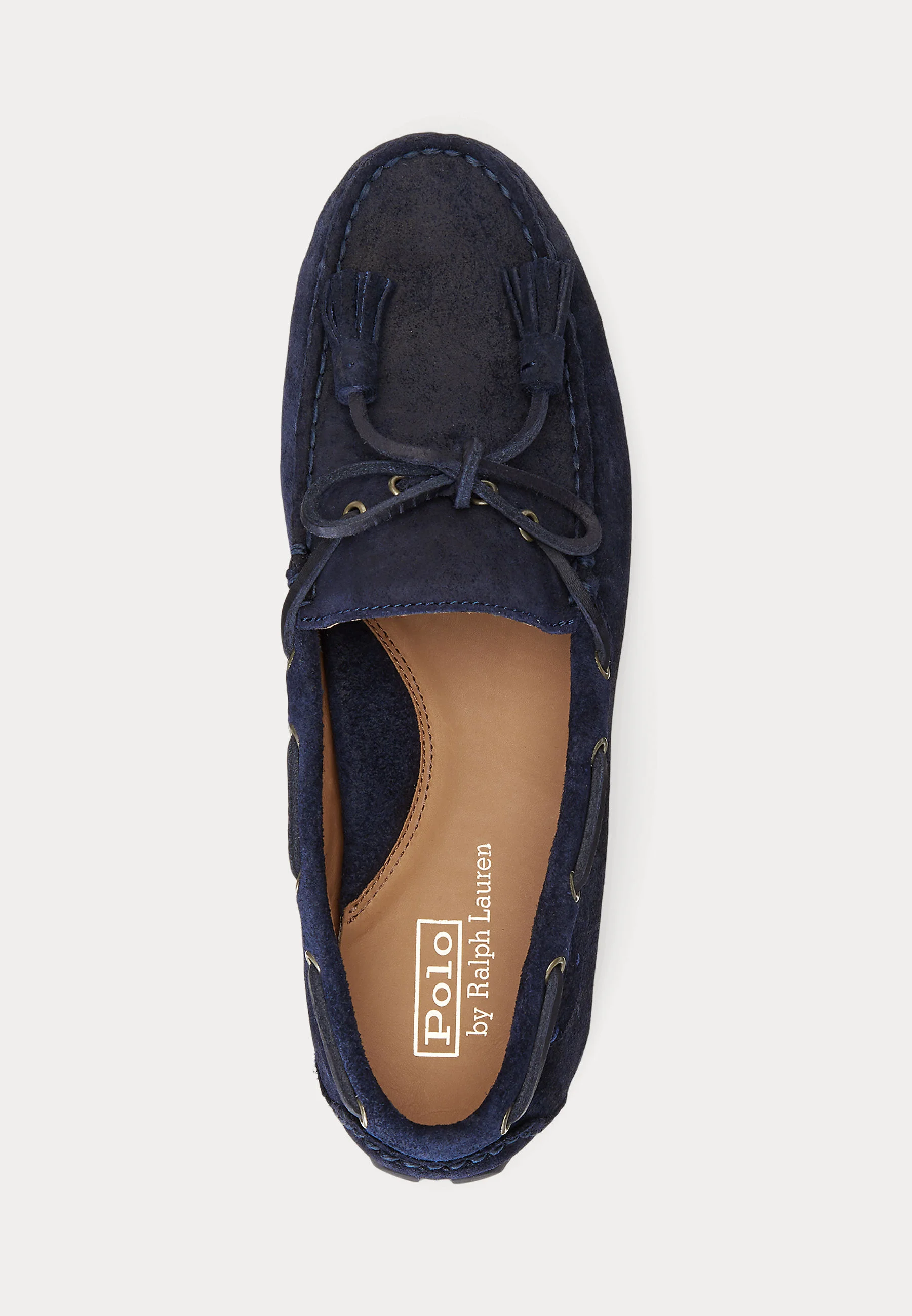 Moccasin-Style Blue Suede Loafers with Bow and Tassels