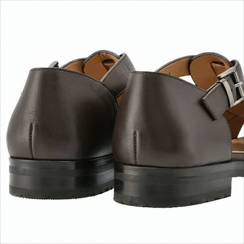 Structured Leather Sandals with Adjustable Buckle