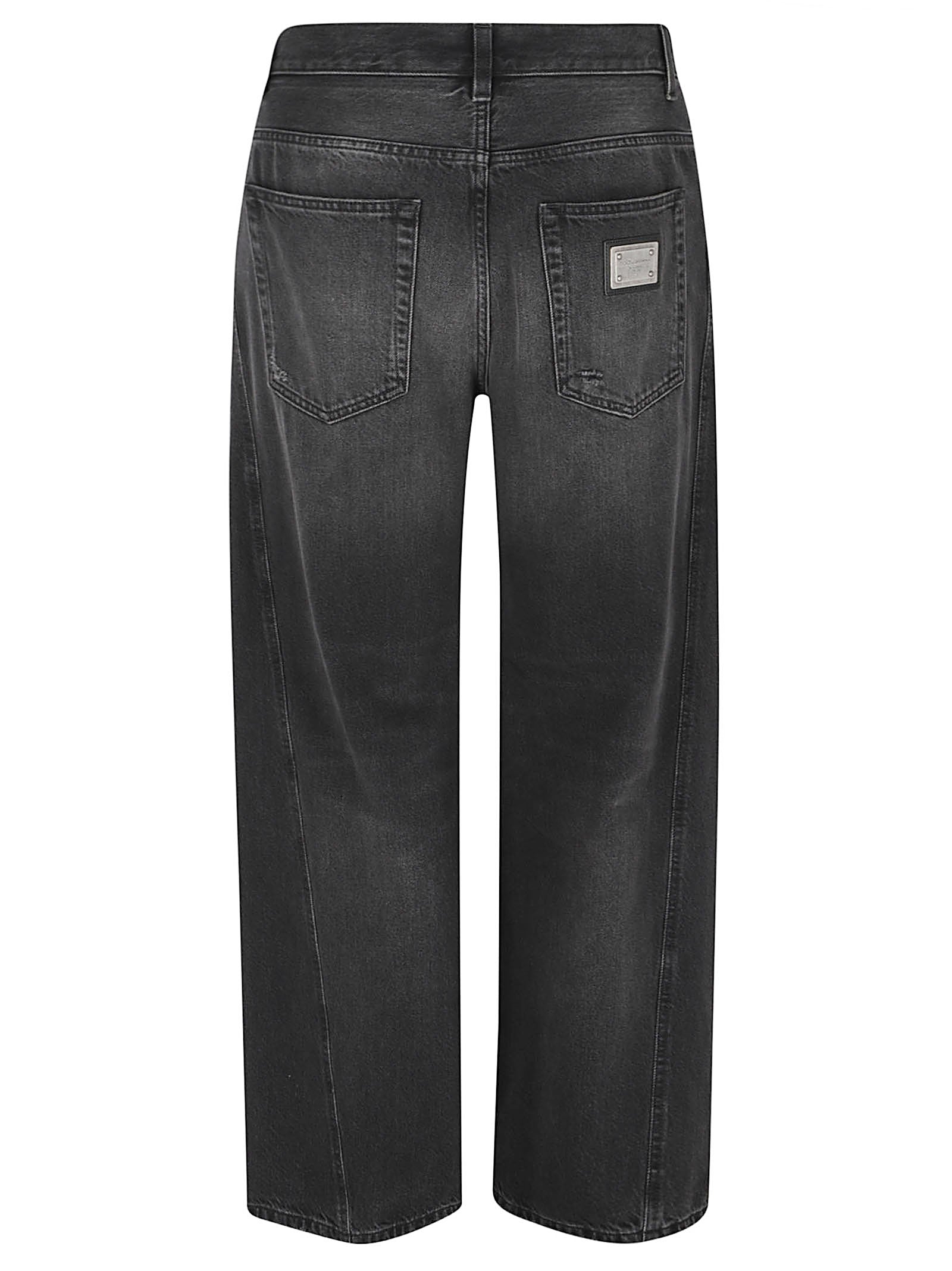 Washed Black Denim Trousers