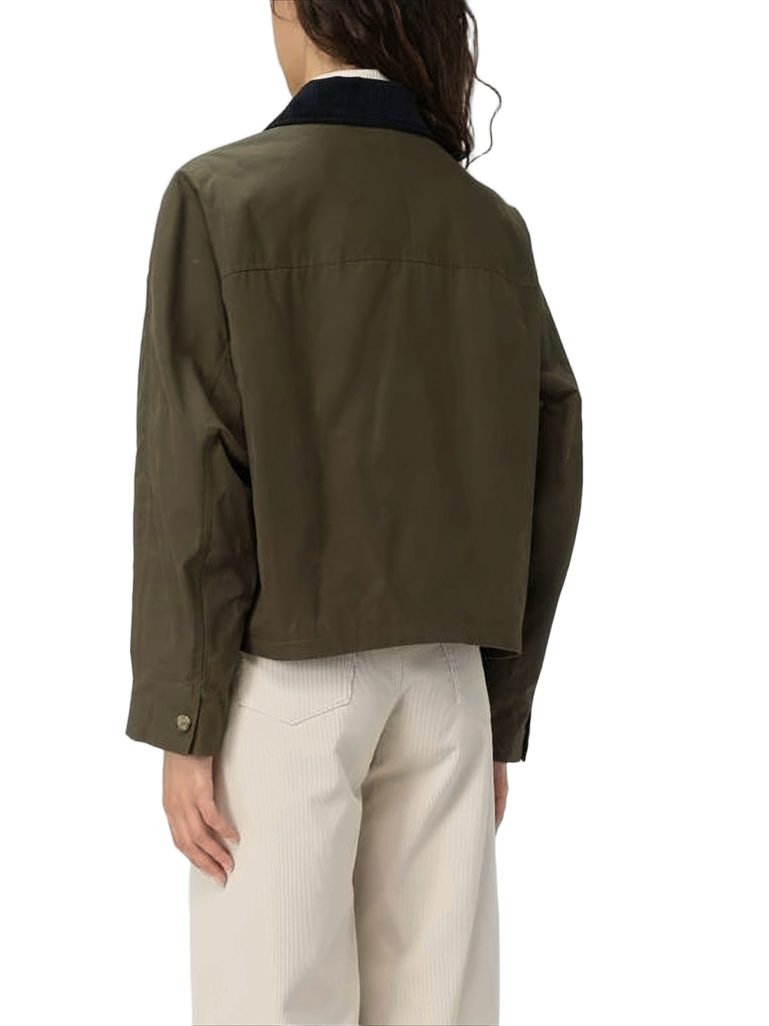 Cropped Boxy Jacket with Button-Up Front