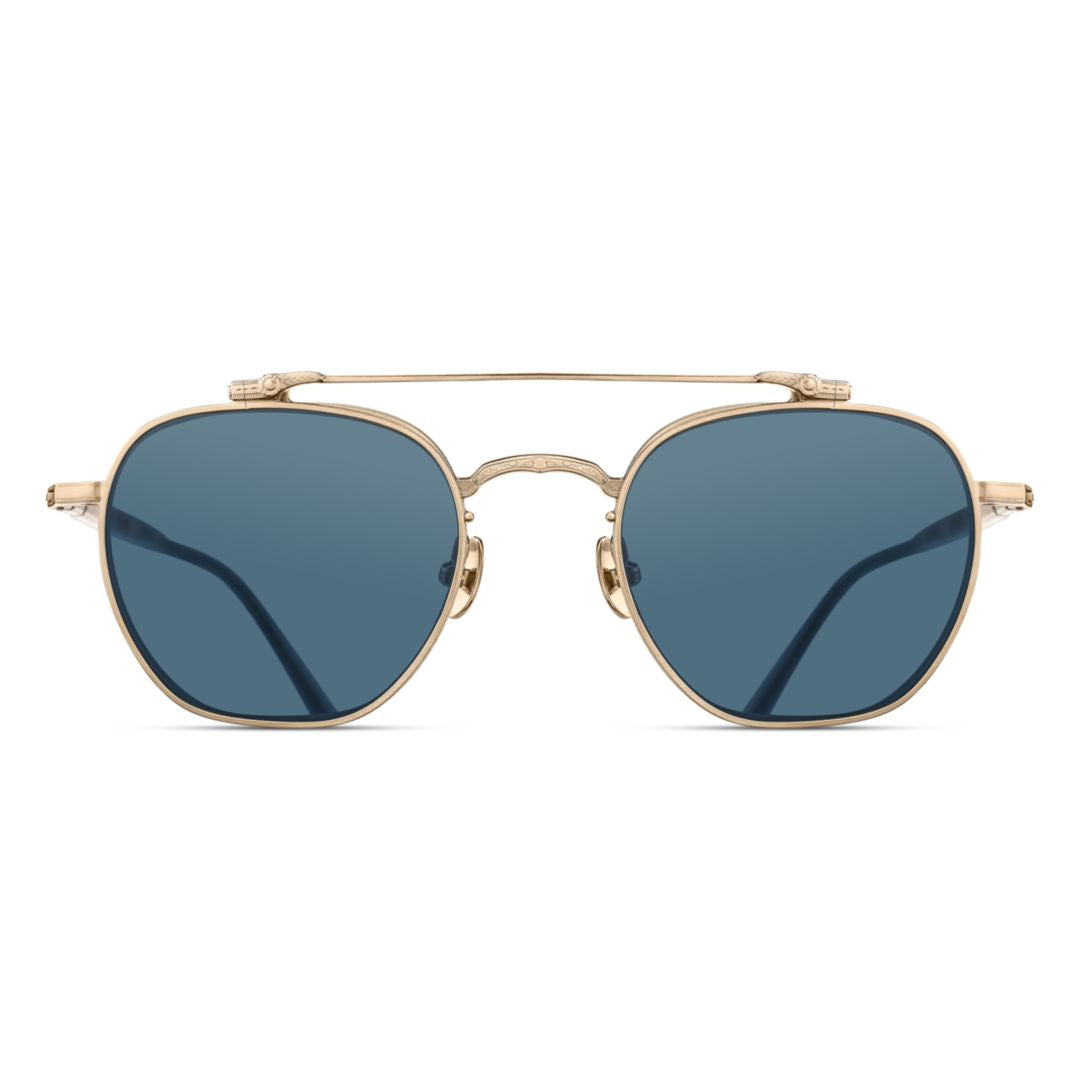 M3148.Sg Double Bridge Gold Metal Sunglasses with Intricate Detailing