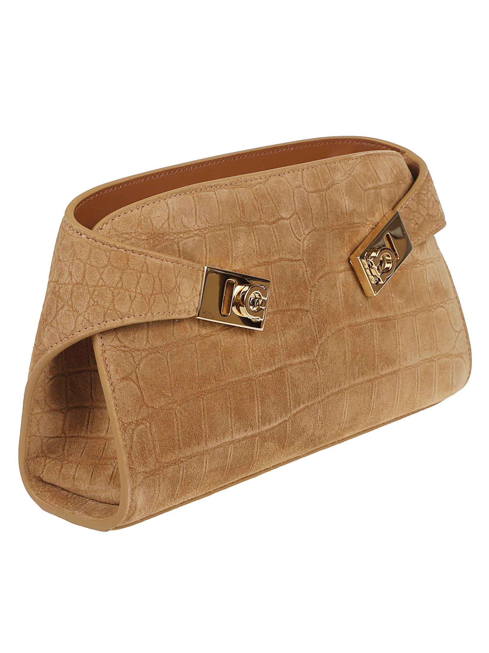 Suede Mini Bag with Crocodile Print
