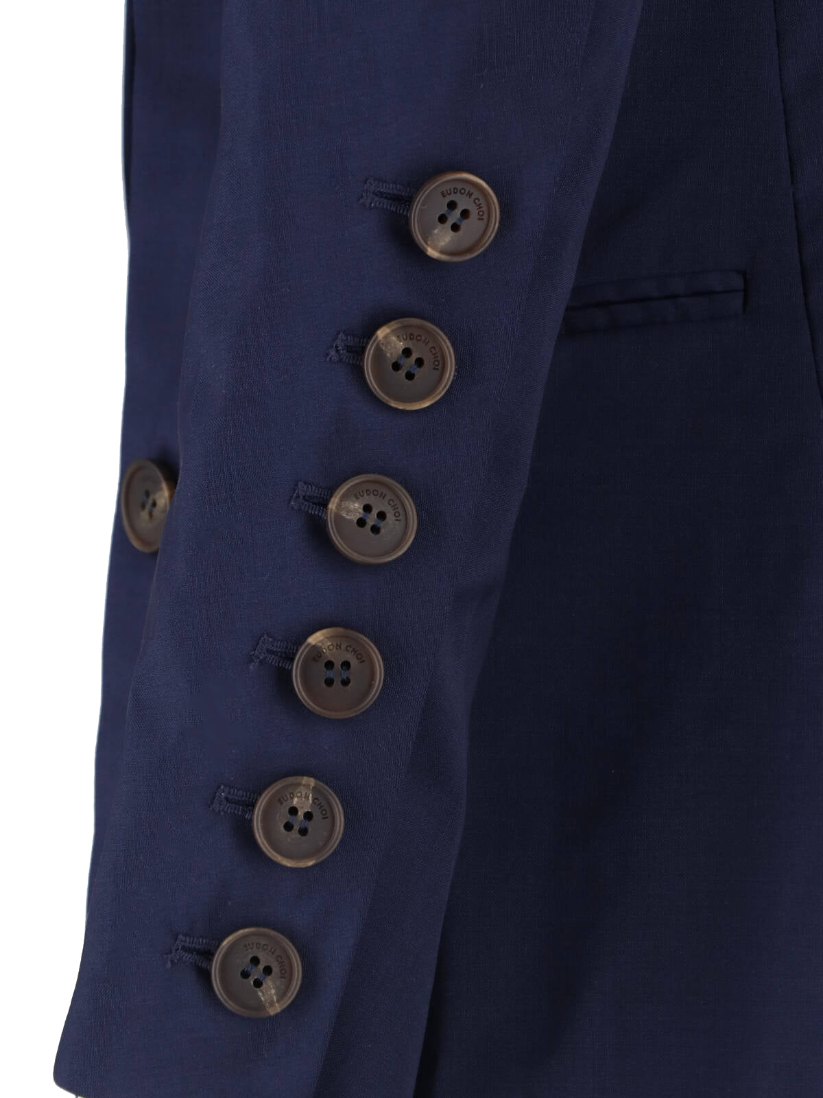 Navy Blue Beatrice Double-Breasted Wool Blazer