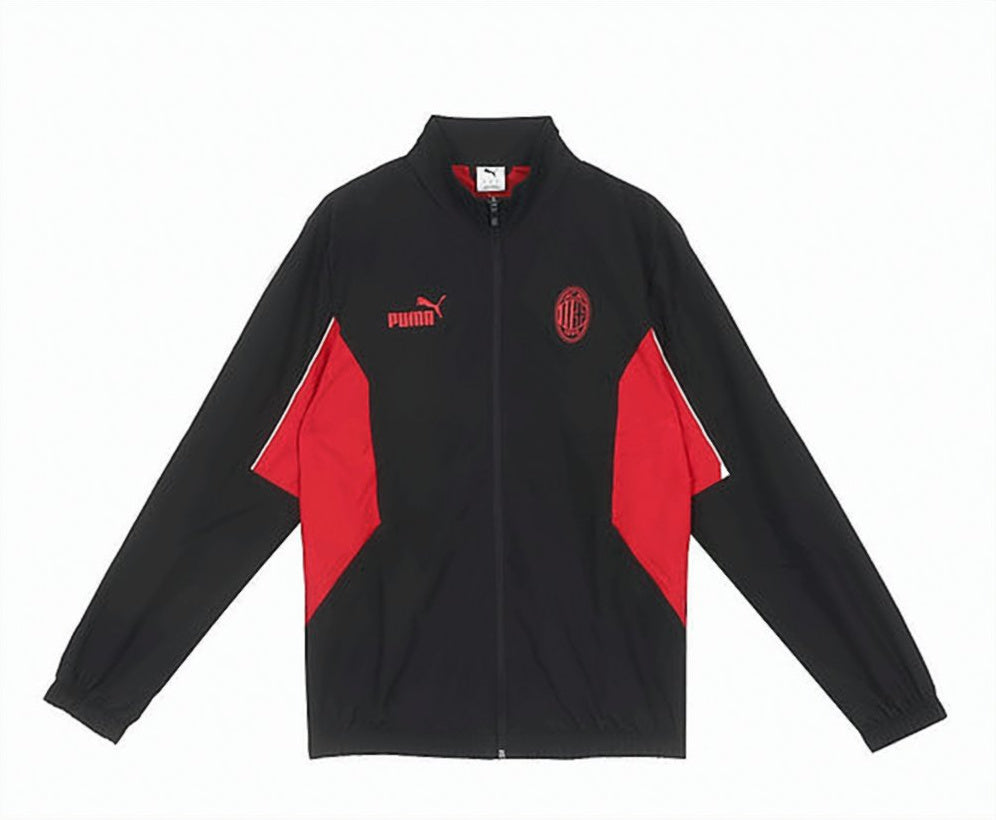 Sporty Black Jacket with Bold Red Panels