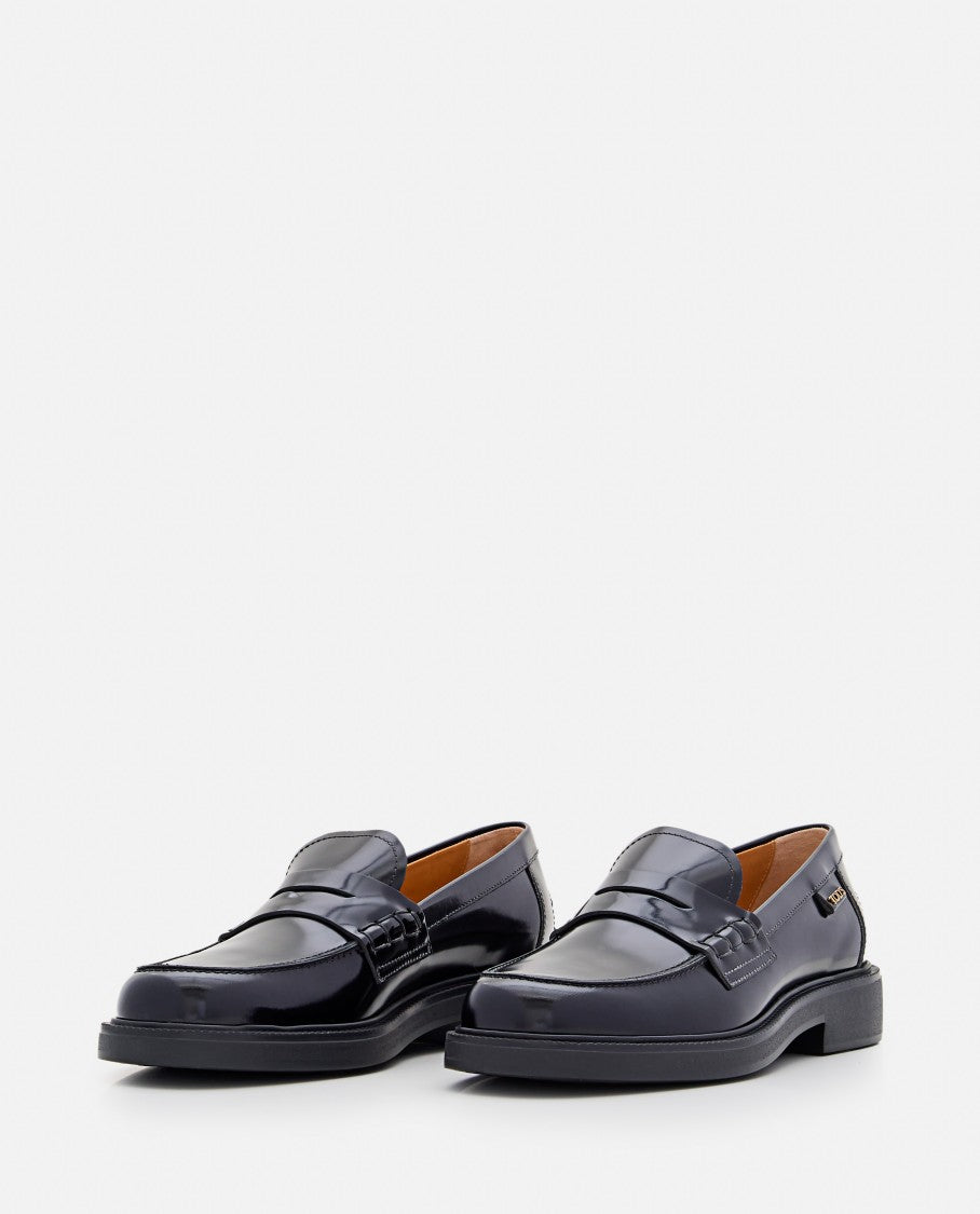 Polished Leather Loafers With Rounded Toe