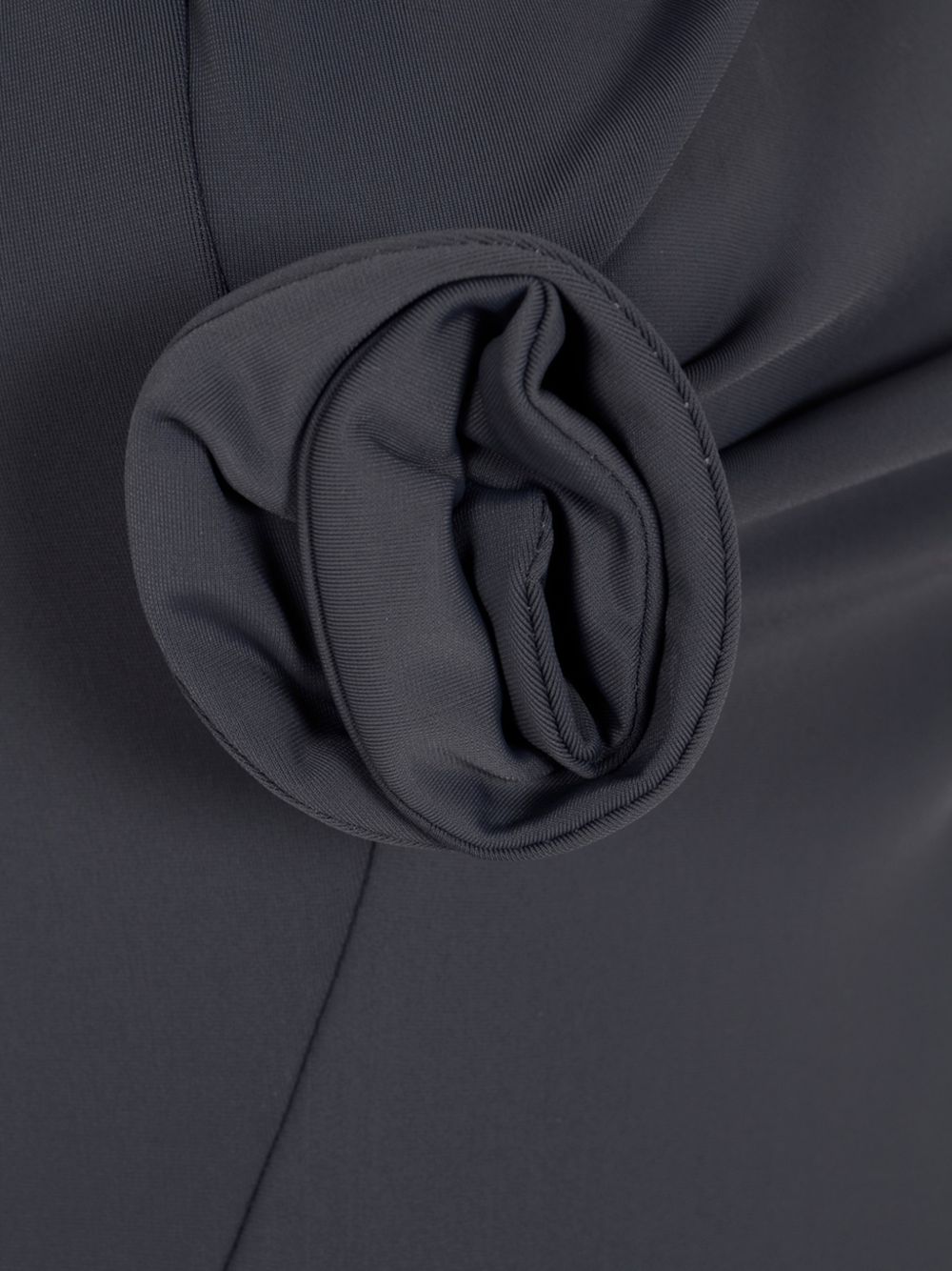 Asymmetrical Midi Dress With Rosette Detail