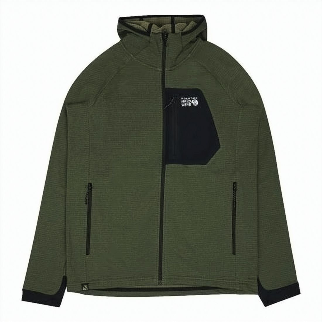 Textured Hooded Jacket with Contrast Pocket Details