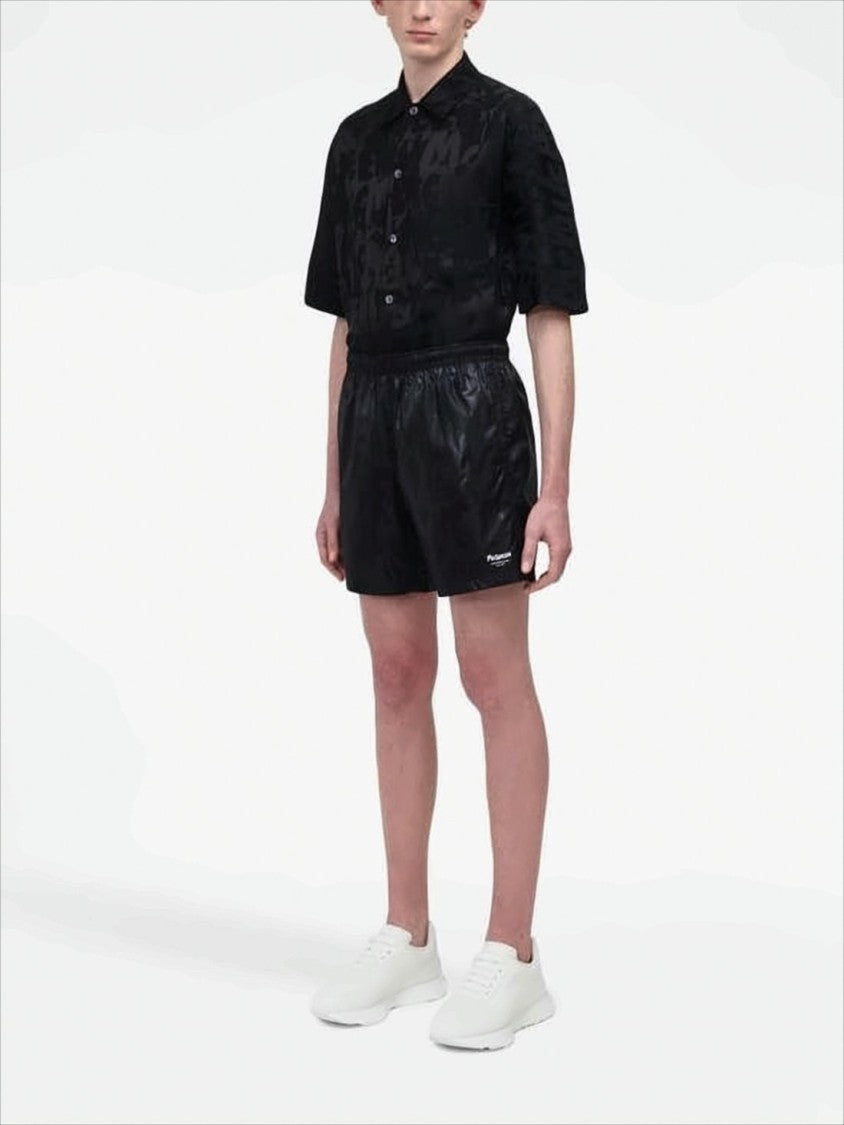 Black Shorts with Subtle Tonal Pattern