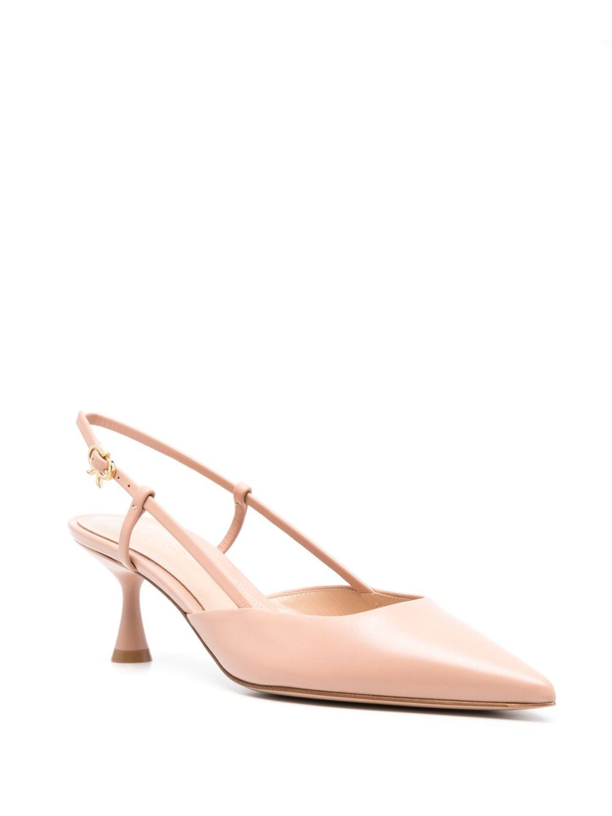 Pointed Toe Calf Leather Kitten Slingbacks
