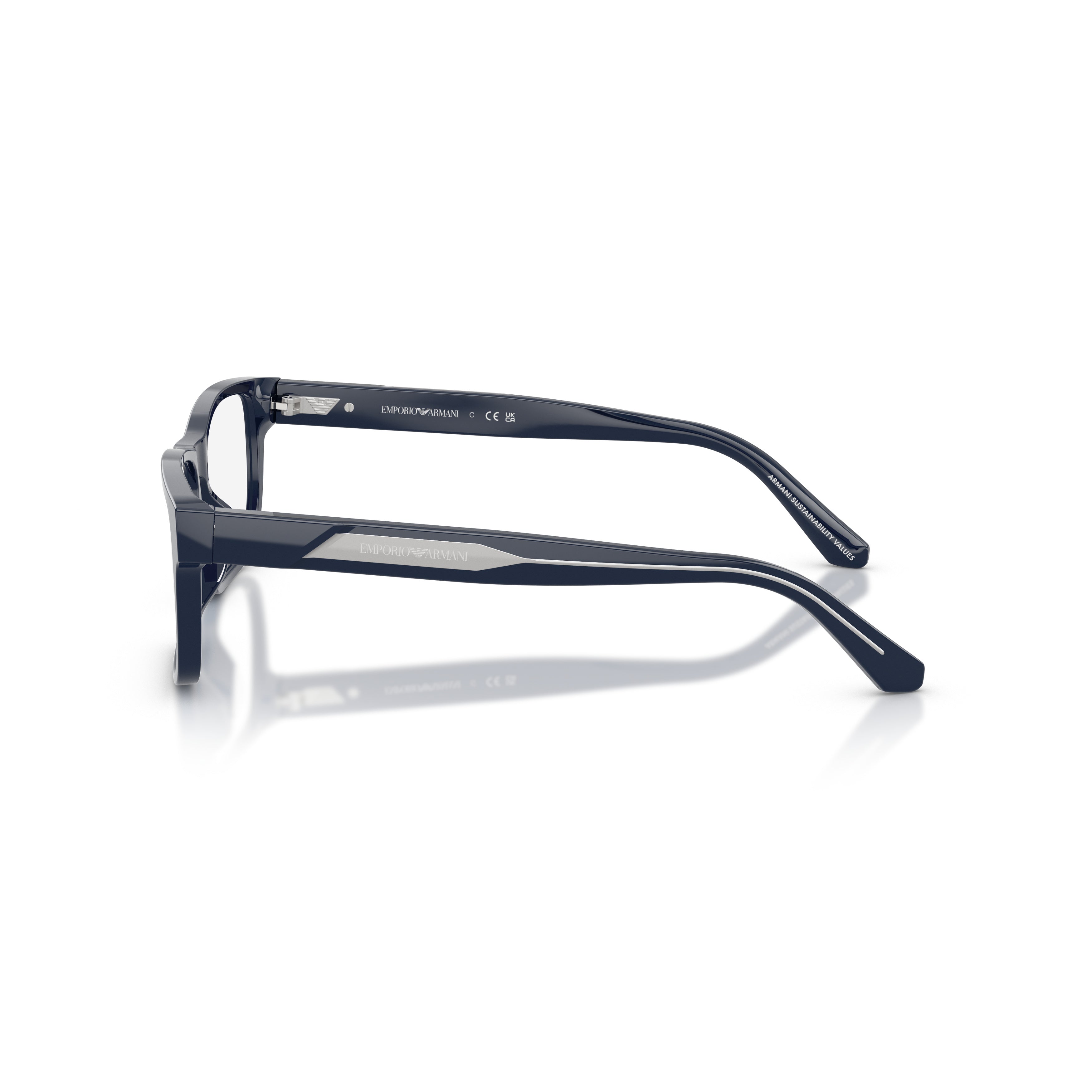 0ea3265u Rectangular Black Acetate Eyeglasses with Metallic Accents