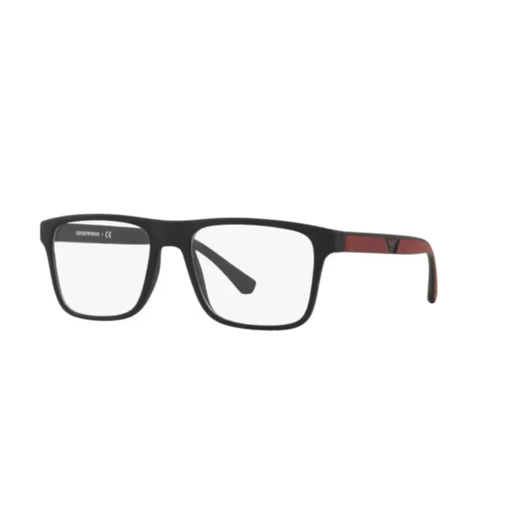 0ea4115 Rectangular Matte Black Eyeglass Frames with Accent Detail