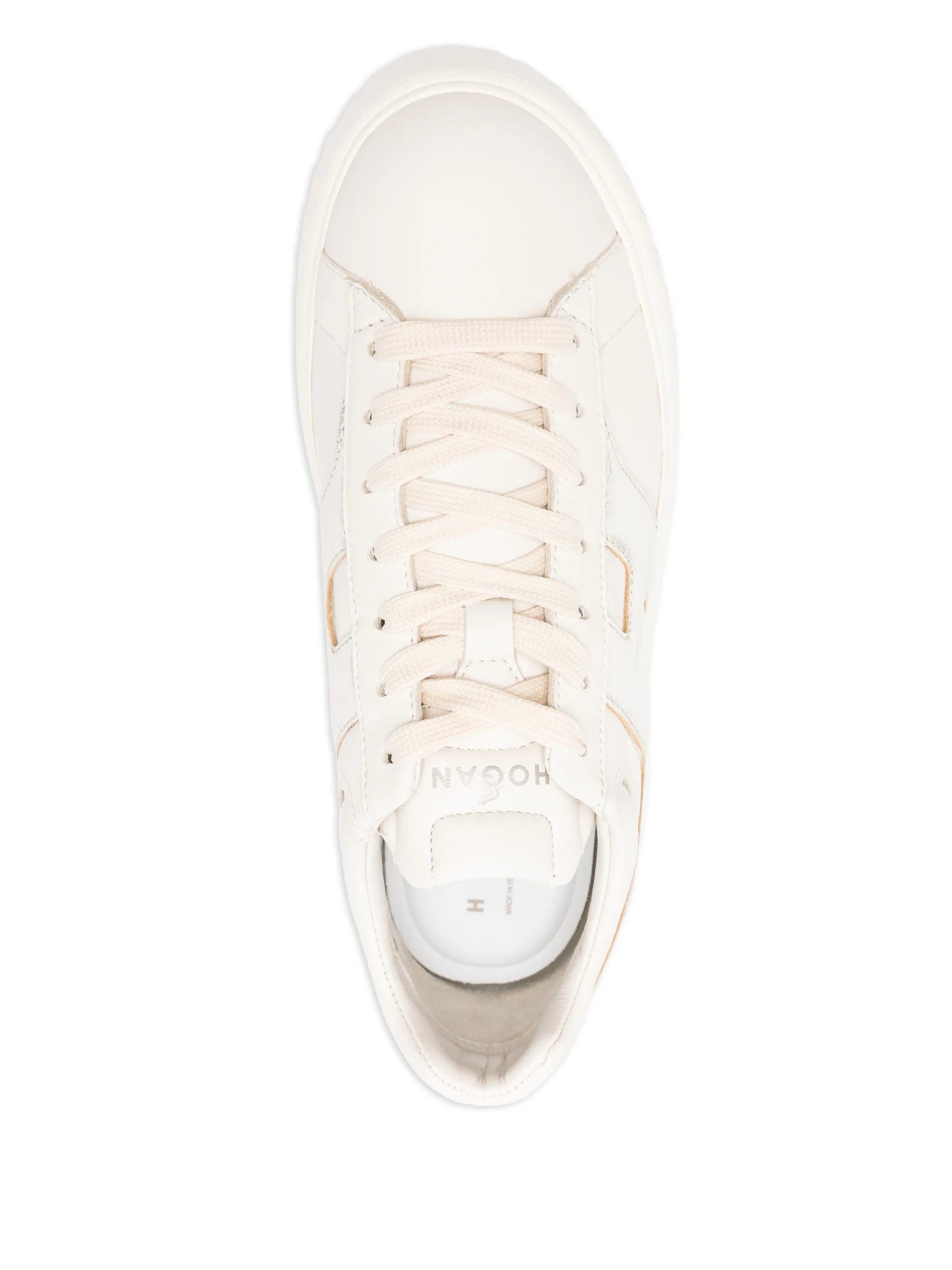 White Low-Top Metallic Logo Ridged Sneakers