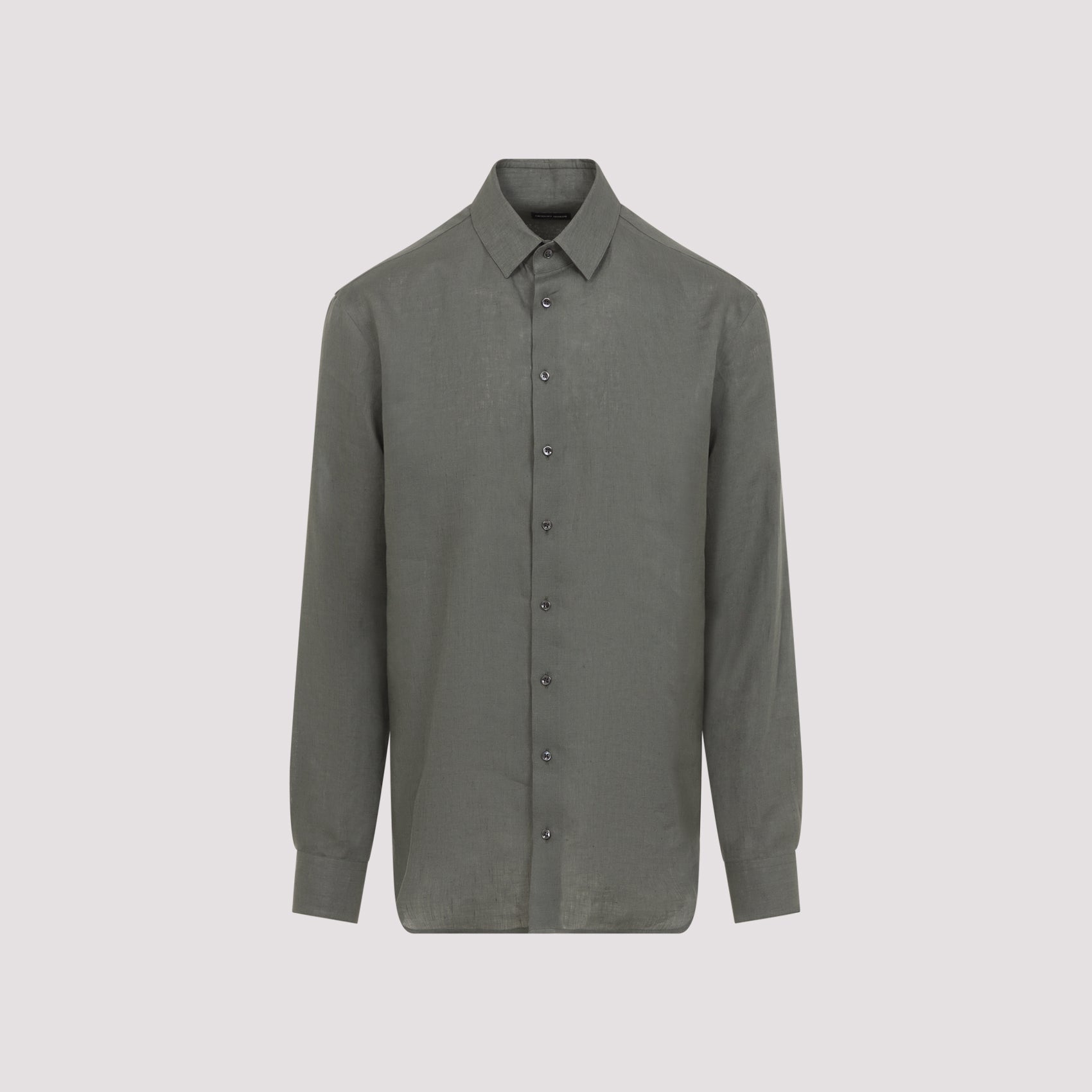 Tailored Linen Shirt with Classic Pointed Collar