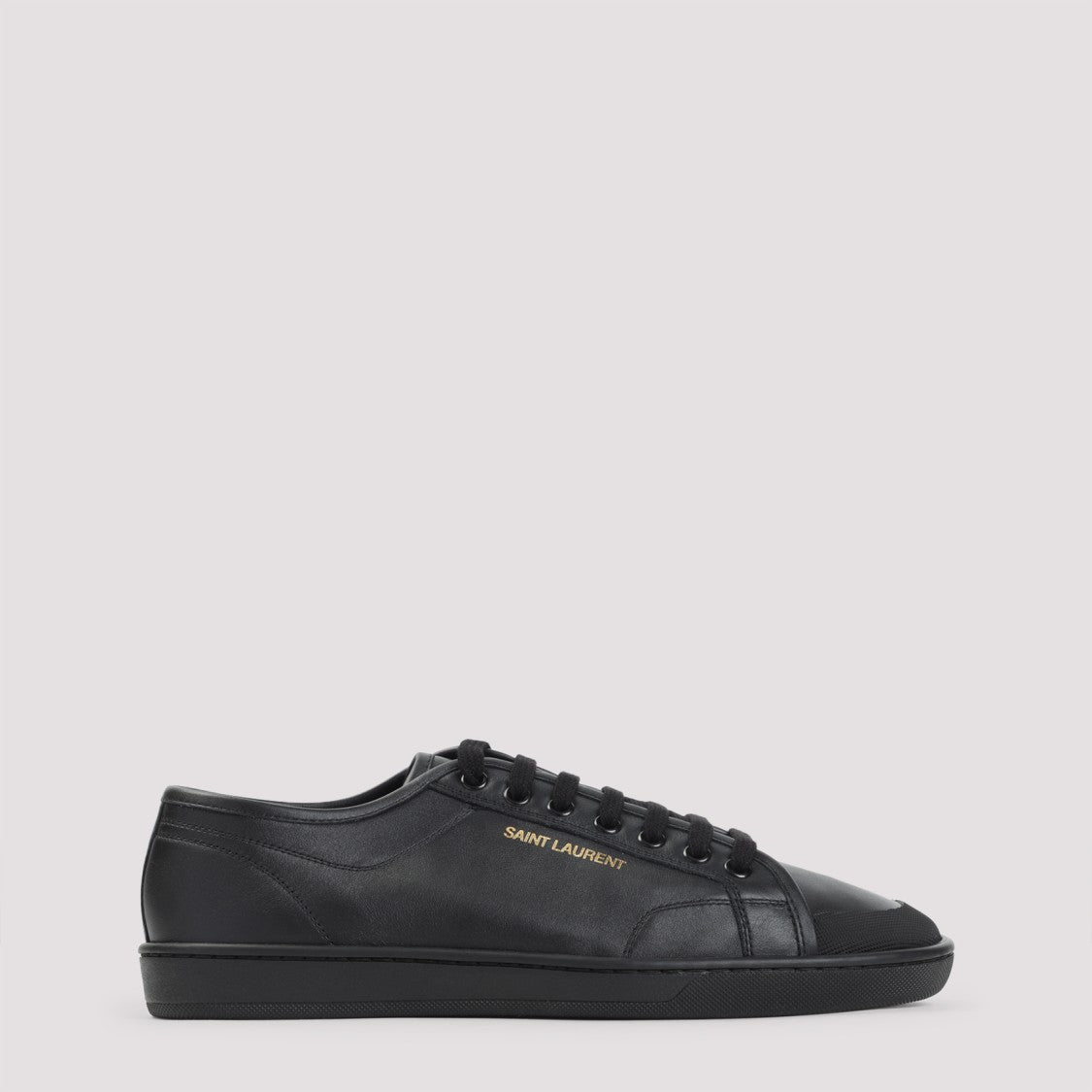 Black Leather Sneakers With Minimalist Design