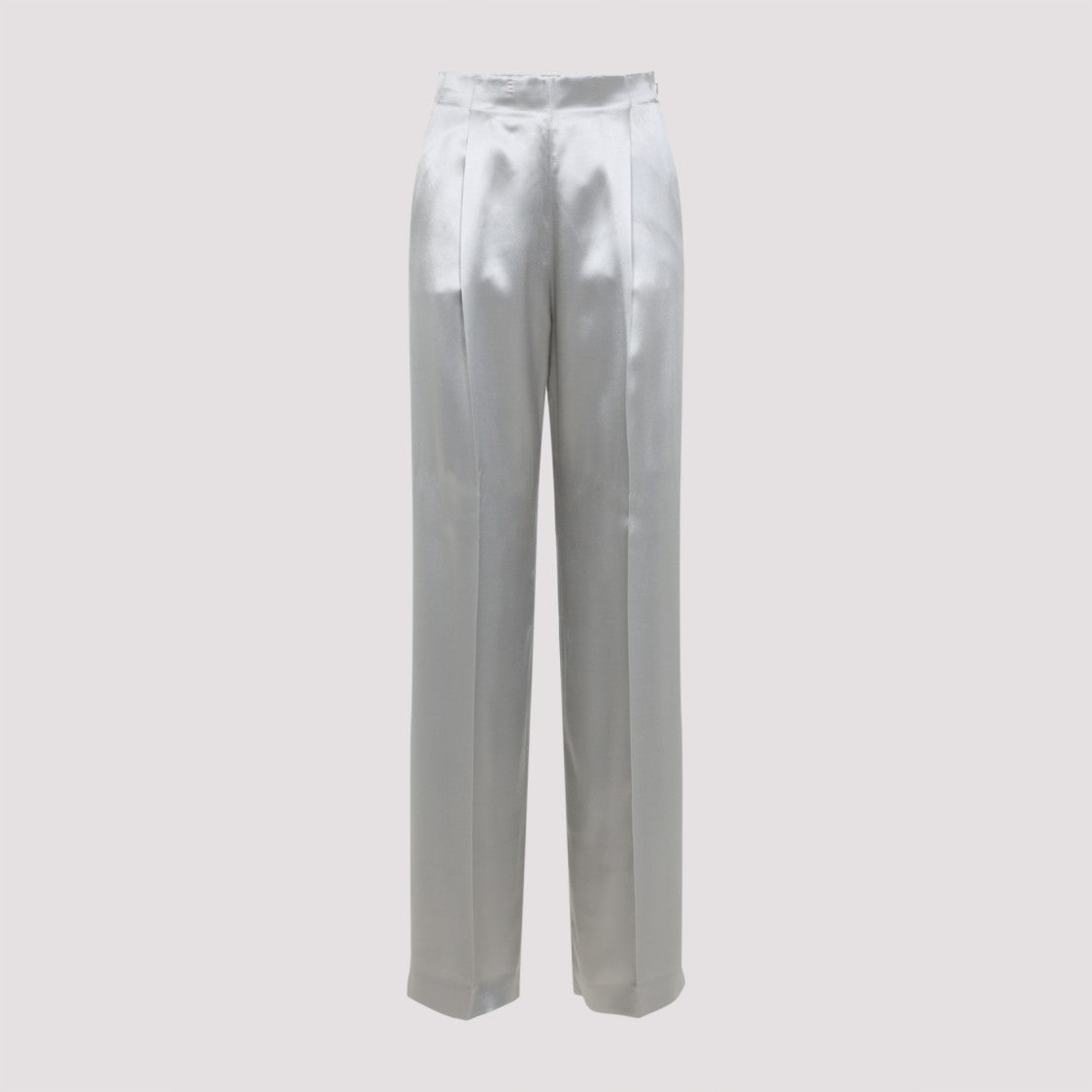 High-Waisted Silver Trousers With Tailored Fit