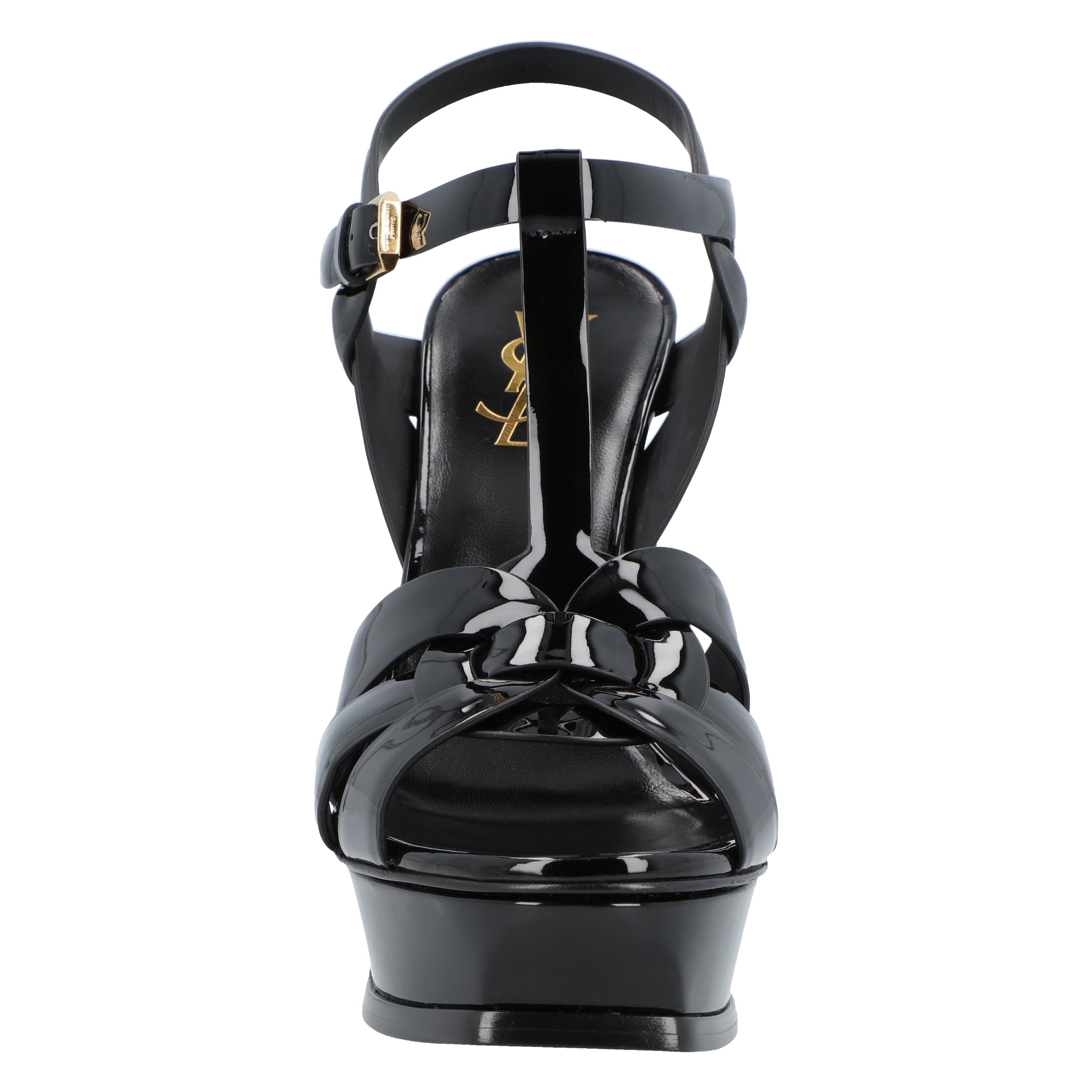 Tribute Platform Sandals In Patent Leather Black