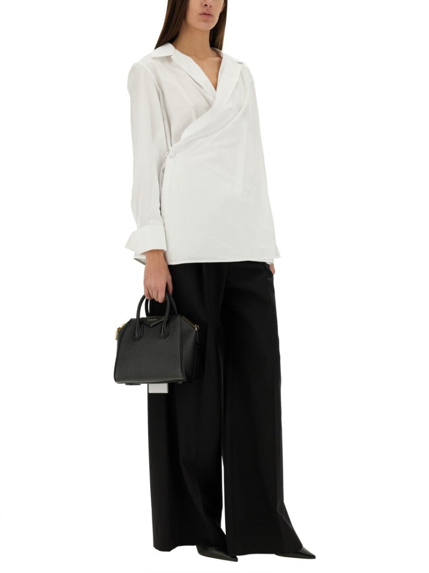 Wrap-Around Shirt With Deep V-Neckline