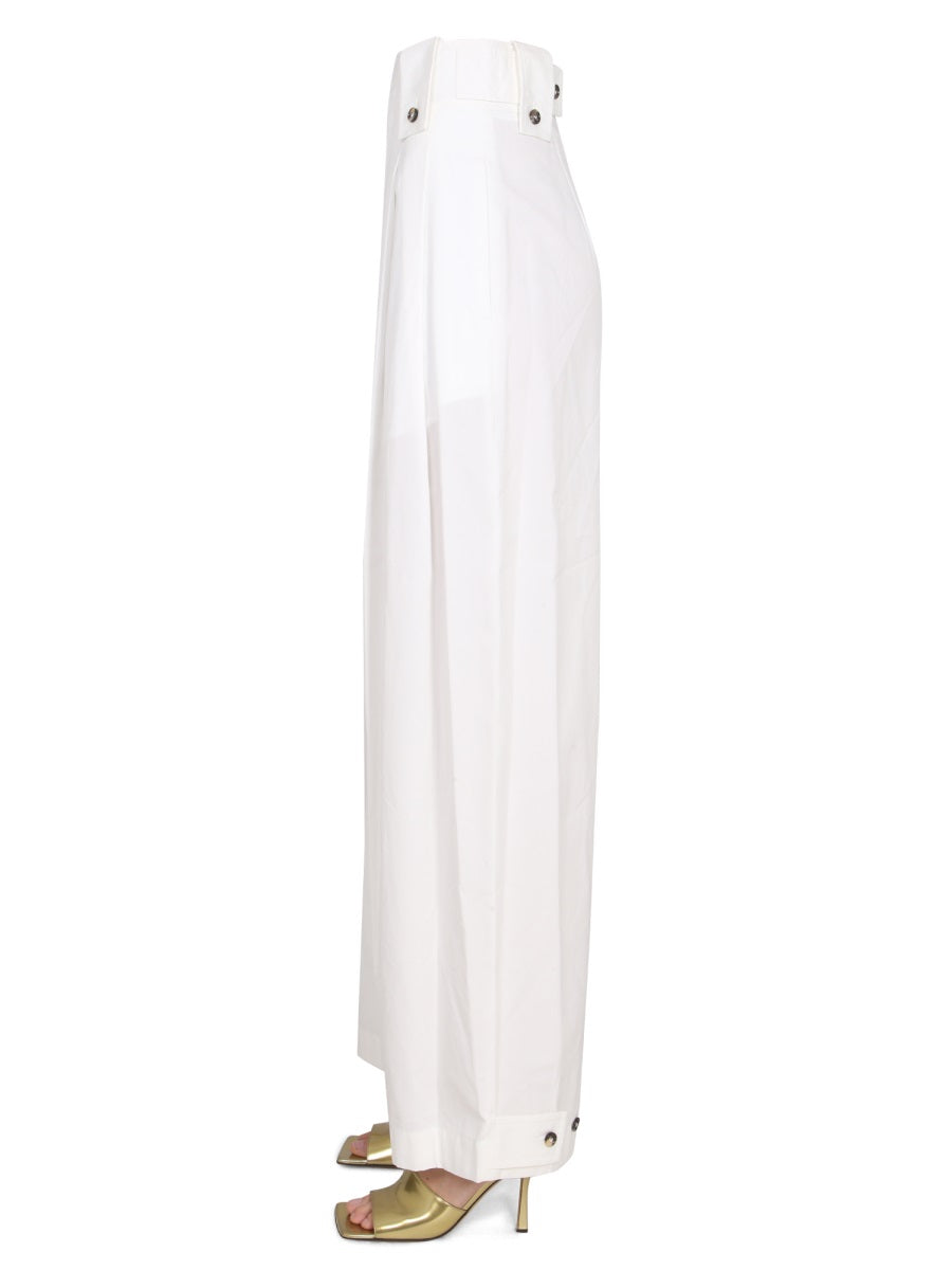 High-Waisted Wide Leg Pants with Button