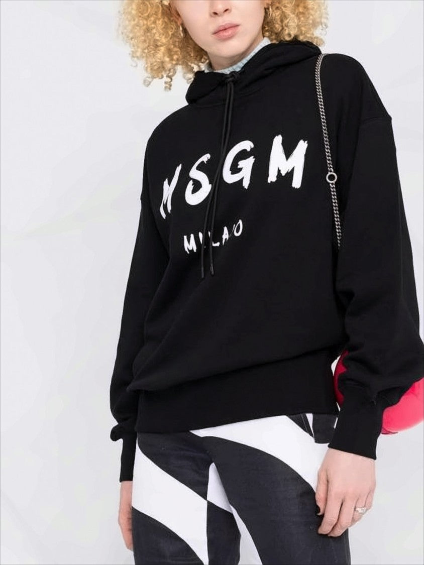 Relaxed Fit Black Hoodie with Bold Lettering