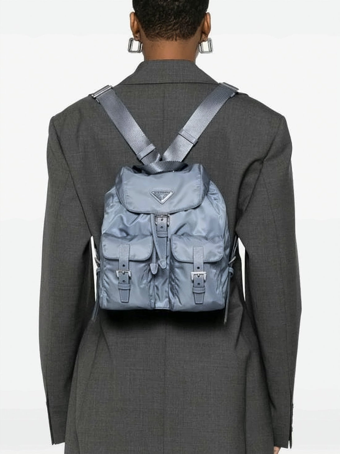 Compact Blue Nylon Backpack