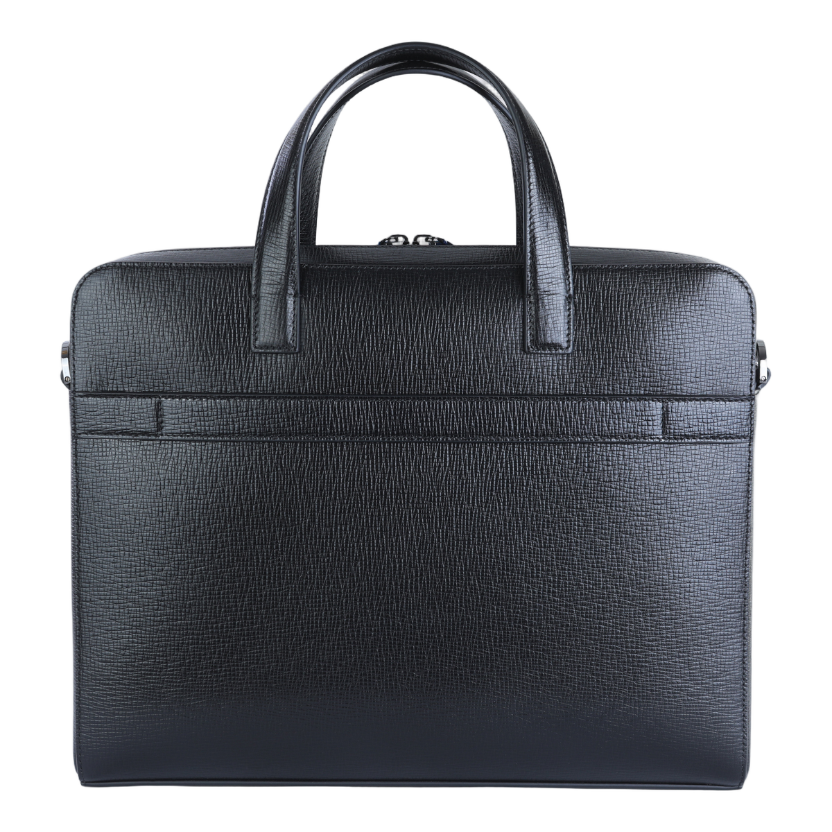 Structured Black Briefcase with Textured Finish