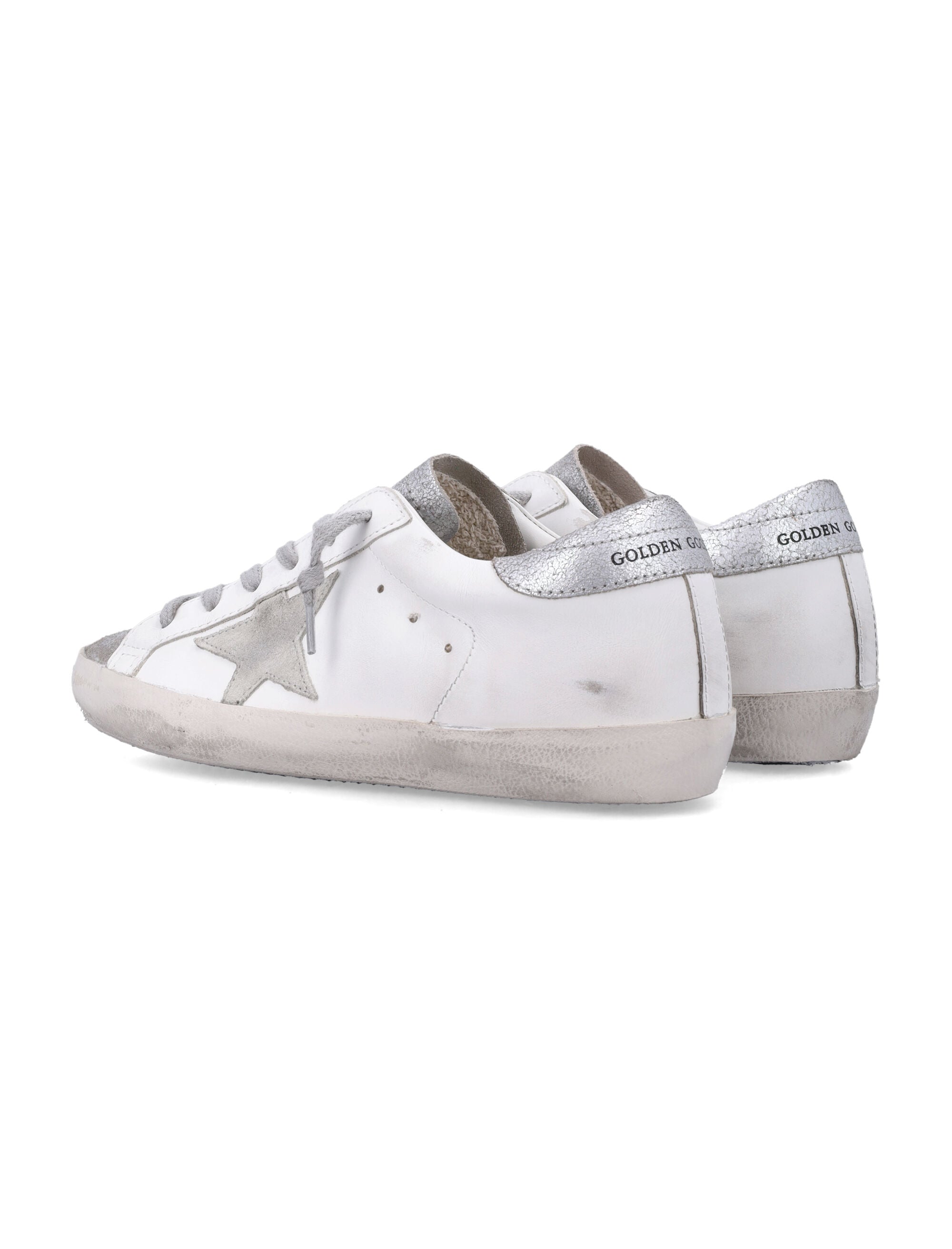 Distressed White Leather Low-Top Sneakers