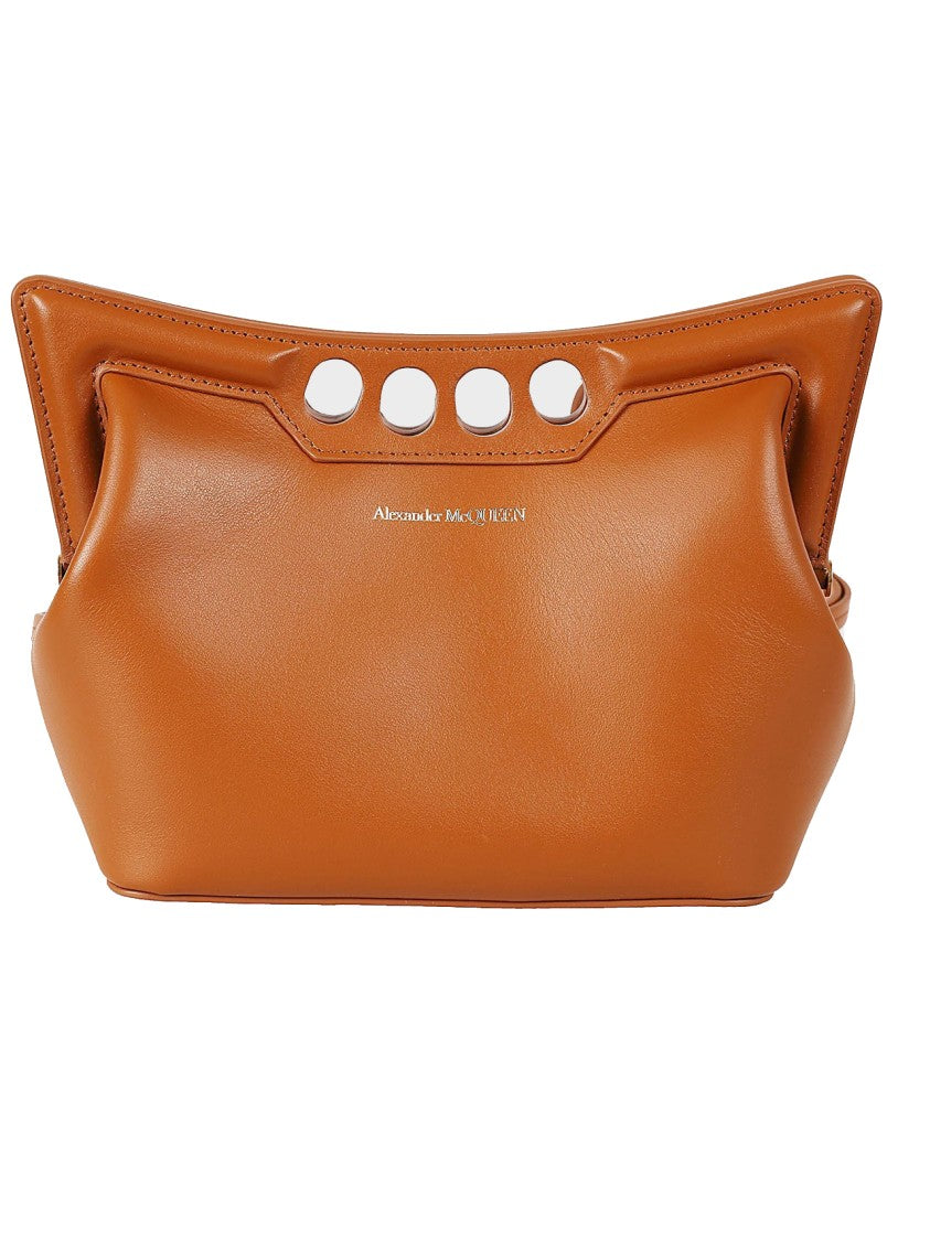 Structured Leather Handbag With Decorative Cutouts