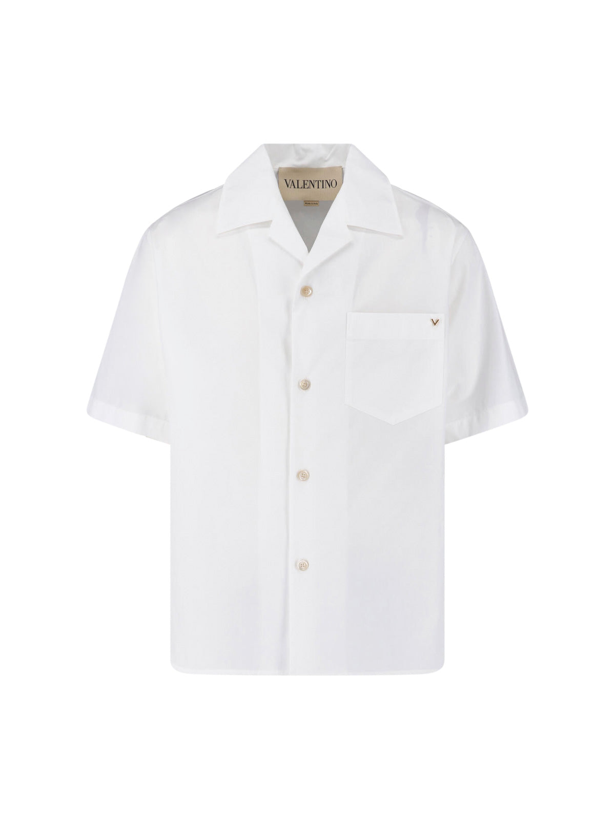 White VGold Boxy Silhouette Cotton Shirt