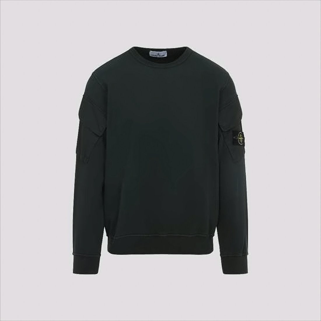 Long-Sleeve Crewneck Sweatshirt with Logo Badge and Ribbed Details