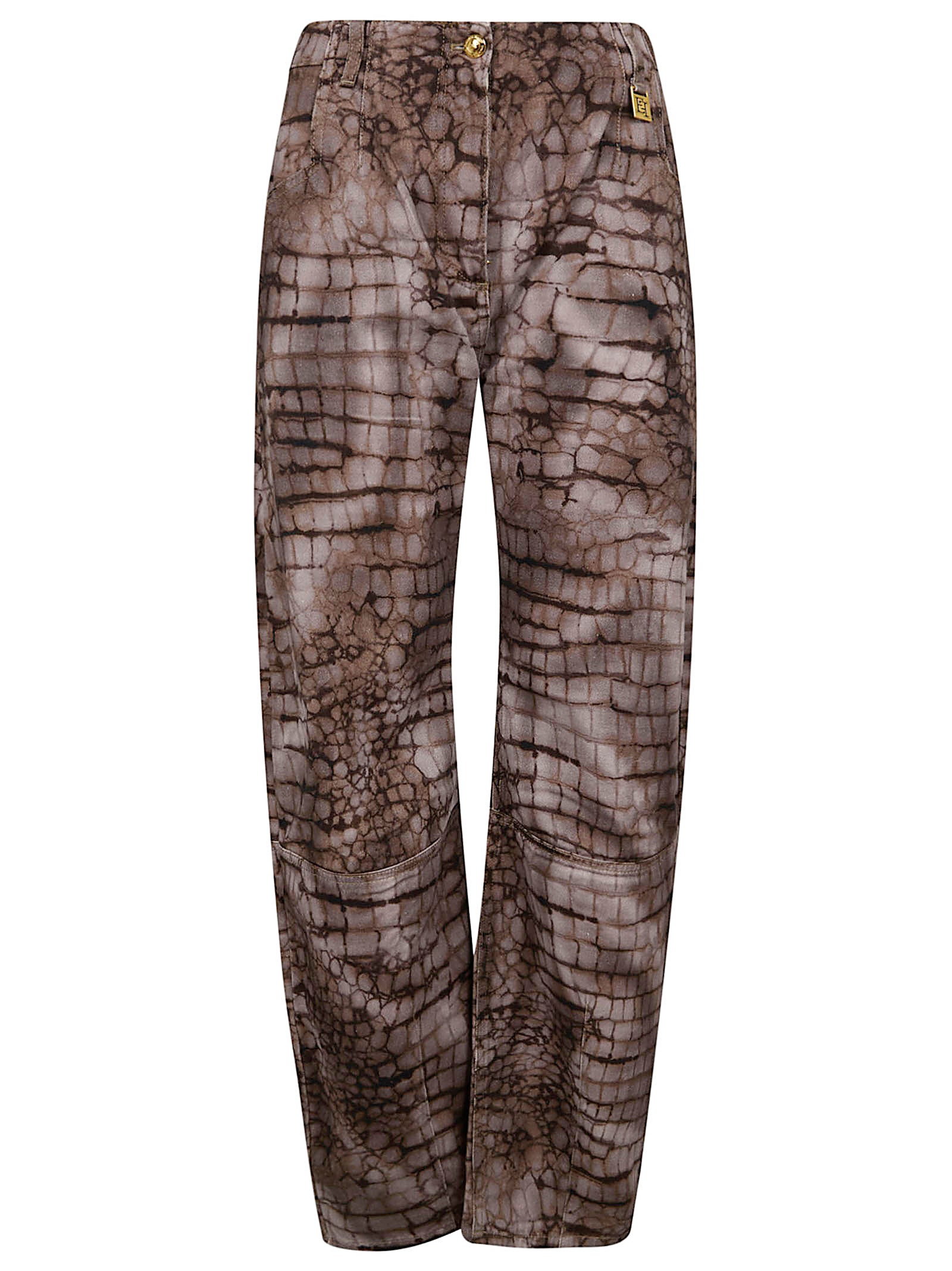 Alligator Print Oversized Drill Trousers