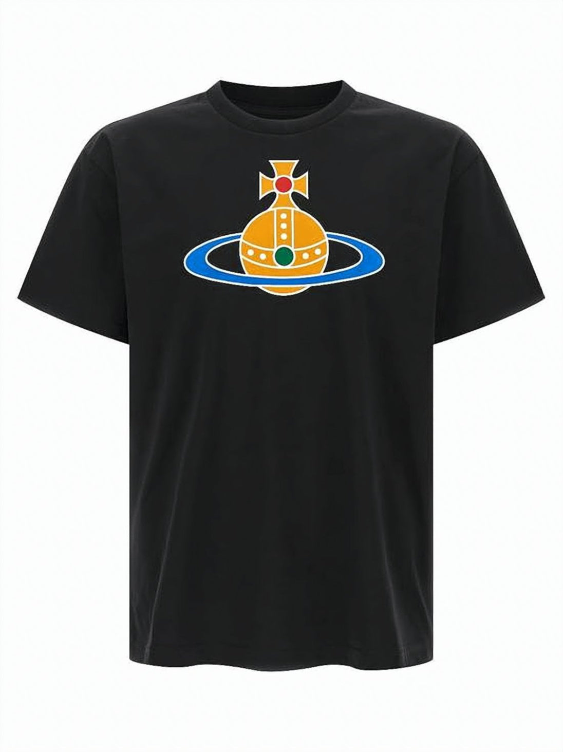 Short-Sleeve Cotton T-Shirt with Colorful Emblem