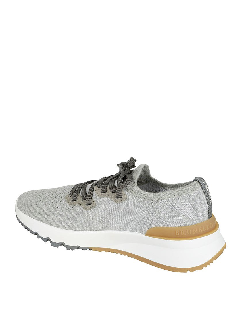Beluga Grey Knitted Sneakers With Stretch Design
