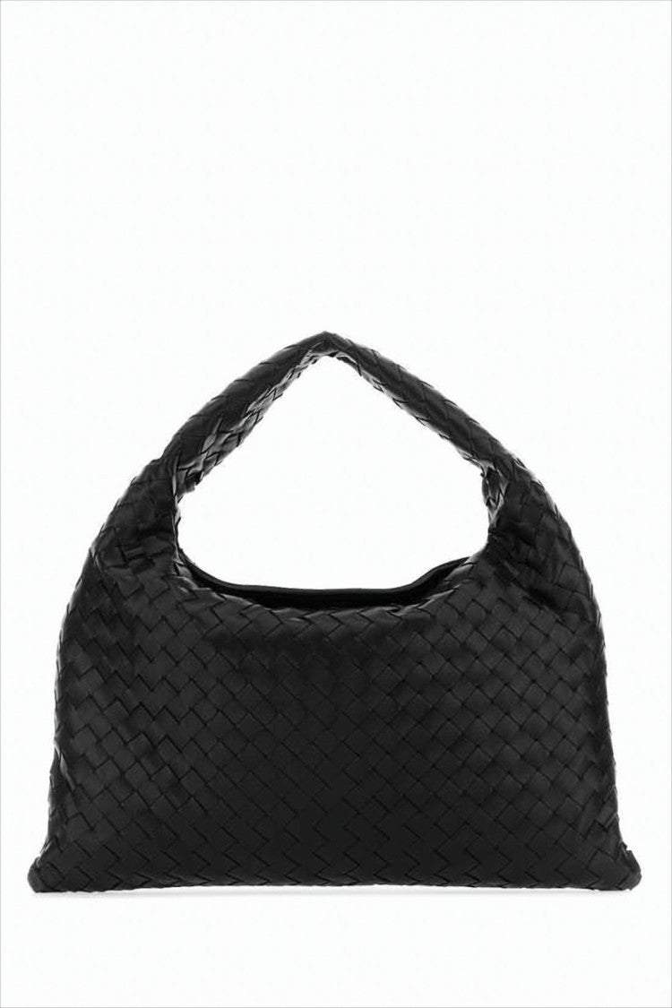 Woven Black Calf Leather Shoulder Bag