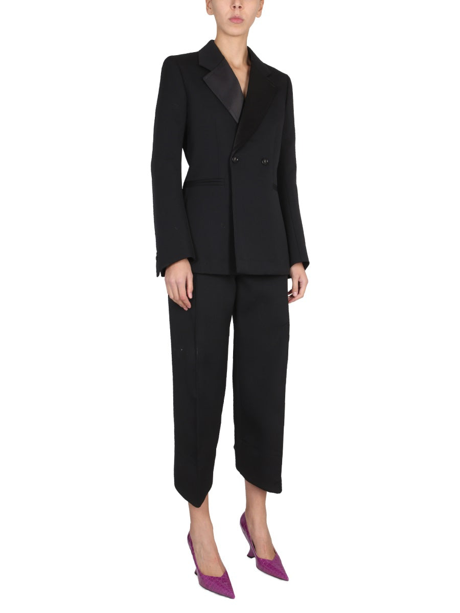 Wool Jacket with Satin Chintz Lapels